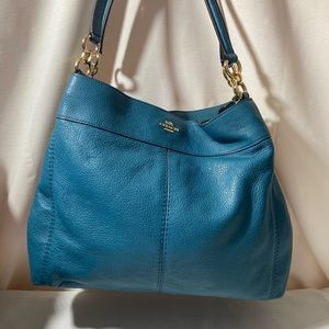 Coach handbag teal blue leather